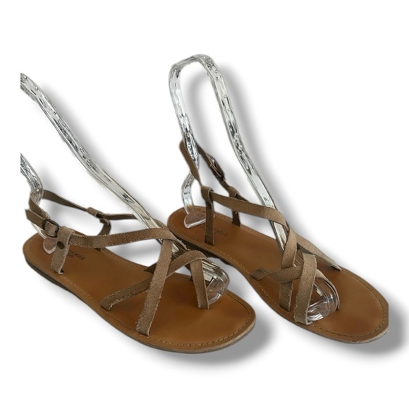 American Eagle Flat Leather Strap sandals brown/tan Size 10 - Picture 10 of 10